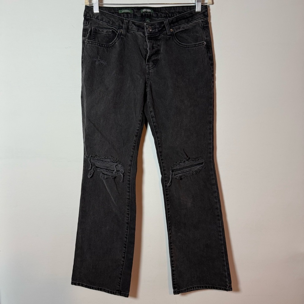 Wild Fable Black Distressed Flare Jeans, Size 8